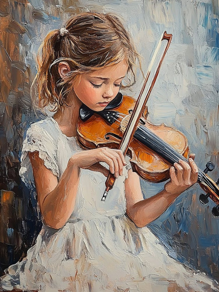 A Little Brown Haired Girl Playing The Violin