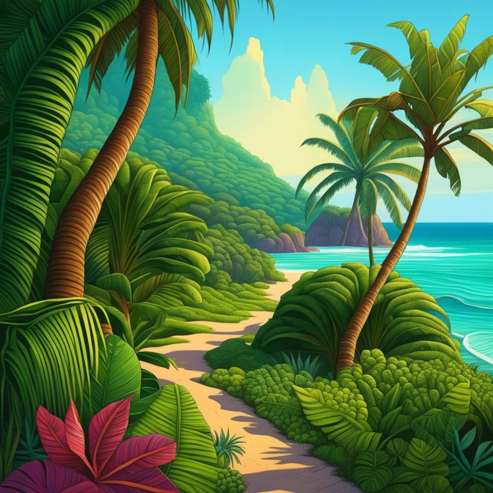 Tropical Landscape With Palm Trees 1