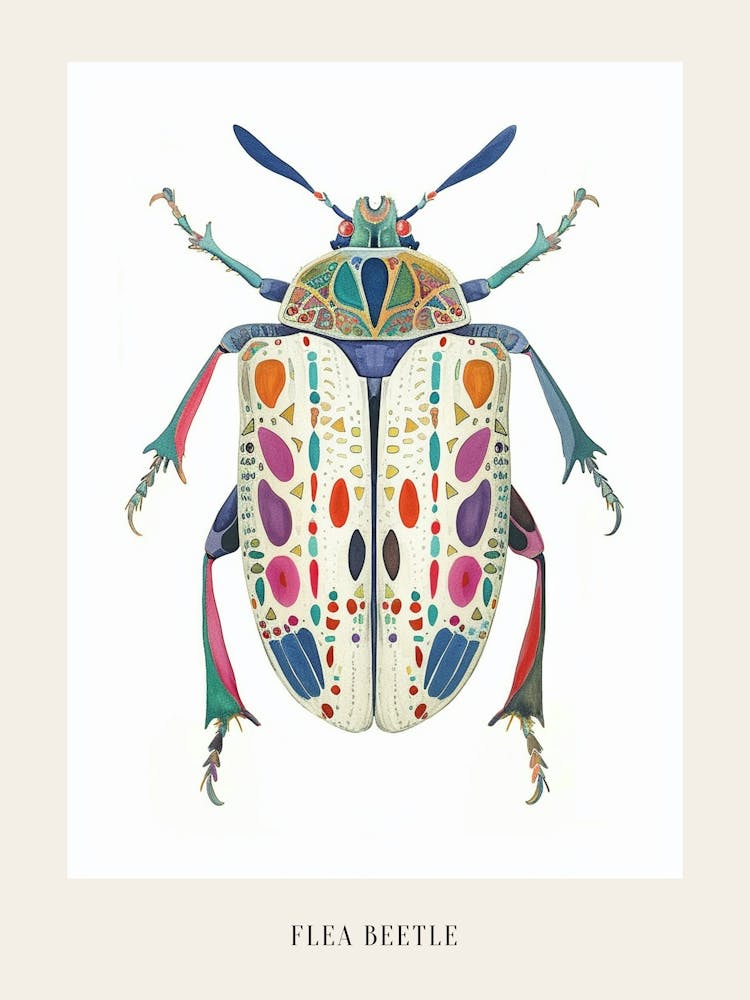 Colourful Insect Illustration Flea Beetle 17 Poster