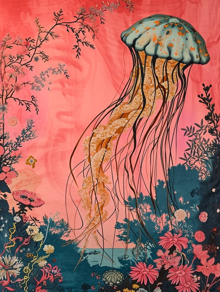 Floral Animal Painting Jellyfish 4