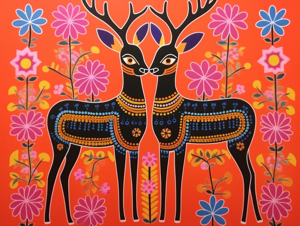 Impala 3 Folk Style Animal Illustration