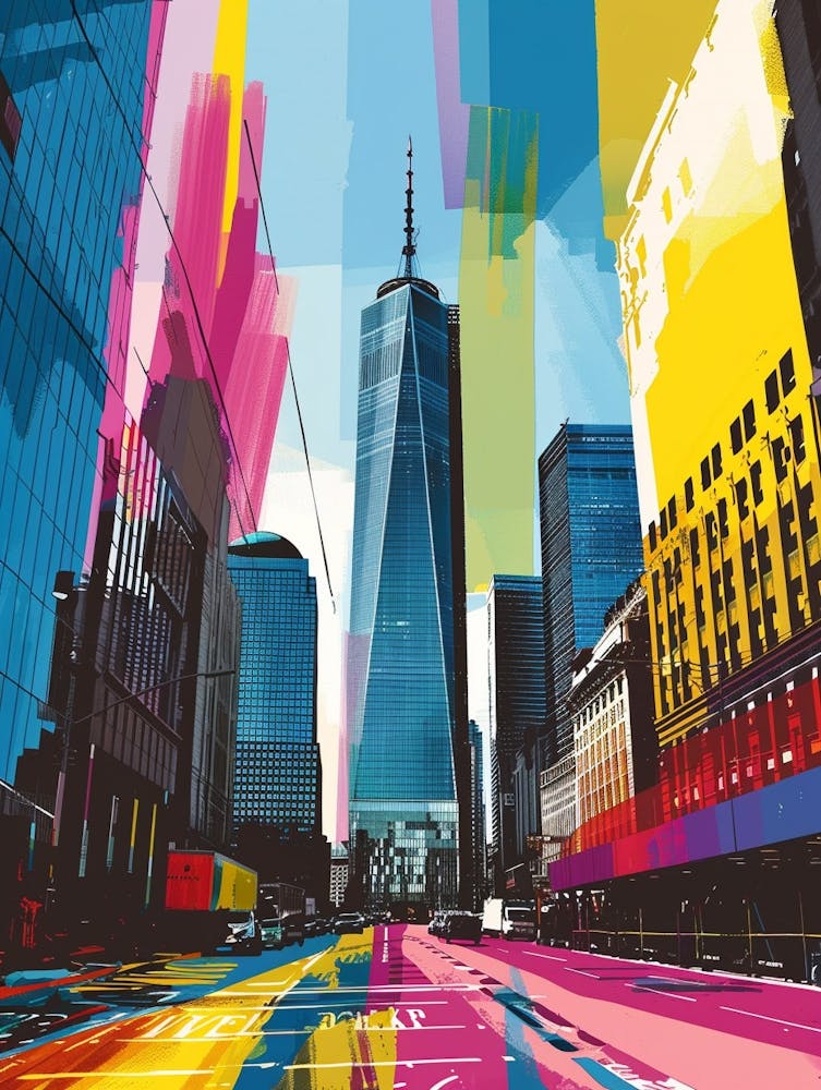 One World Trade Center New York Colourful Silkscreen Illustration 3