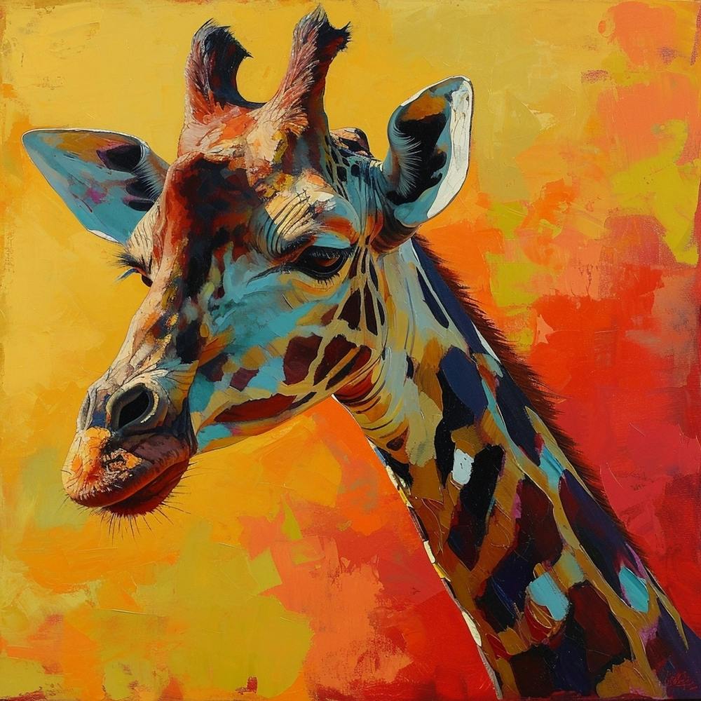 Warm Impasto Portrait Of A Giraffe 4