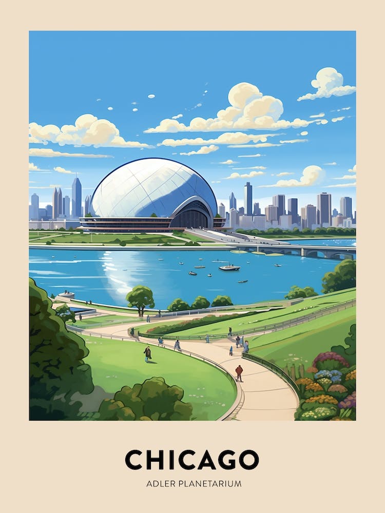 Adler Planetarium 5 Chicago Travel Poster