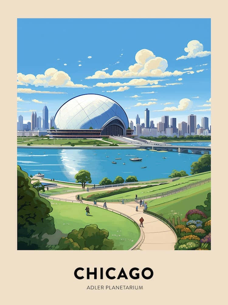 Adler Planetarium 5 Chicago Travel Poster