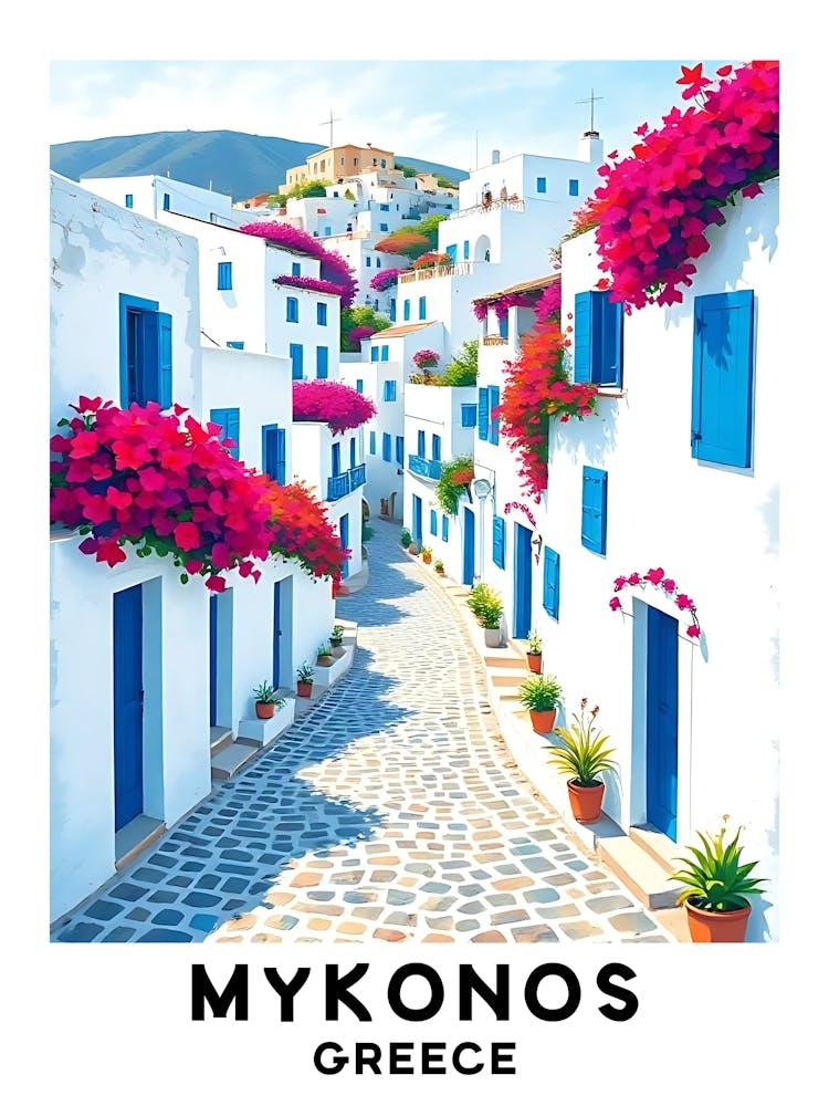 Mykonos - Greece Vintage Travel Poster 21