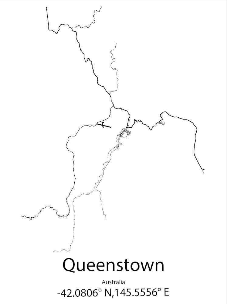 Queenstown,Australia Minimalistische Karte
