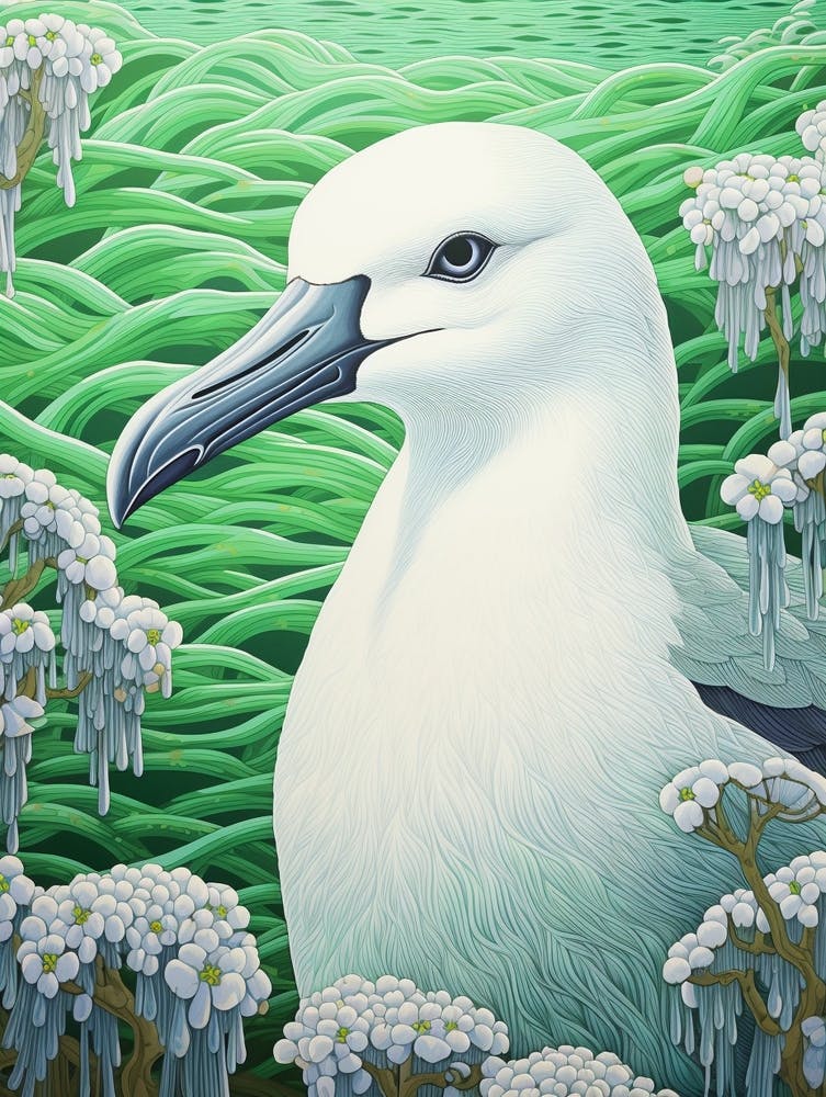 Ohara Koson Inspired Bird Painting Albatross 4