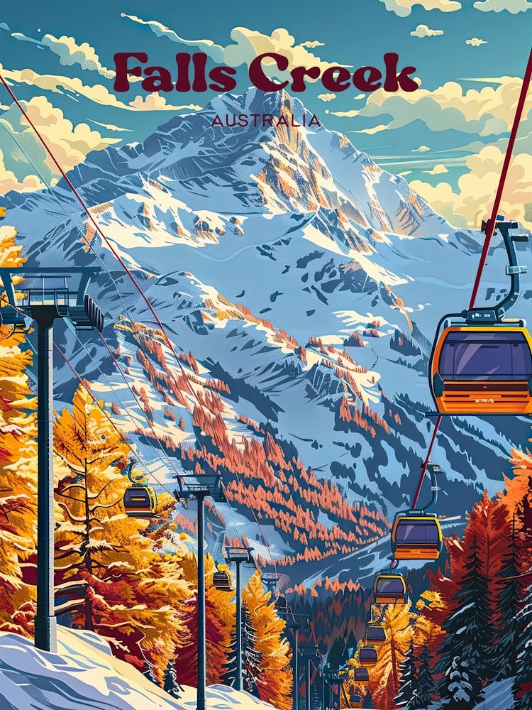 Falls Creek Australia Winter Digital Travel Art