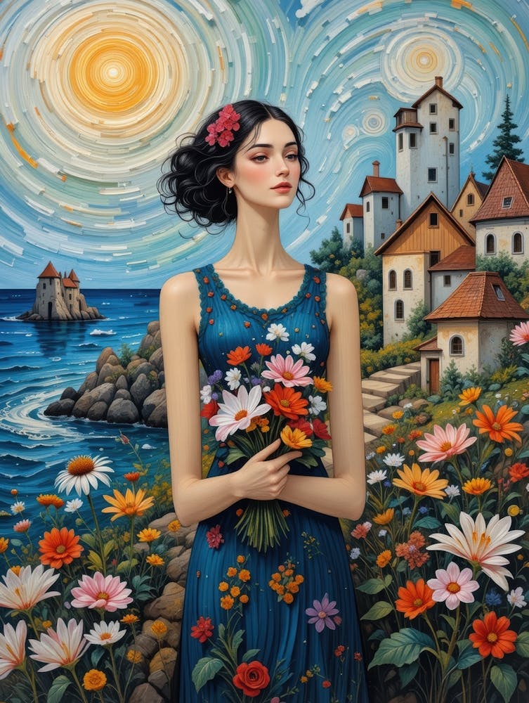 Frau mit Blumen 3