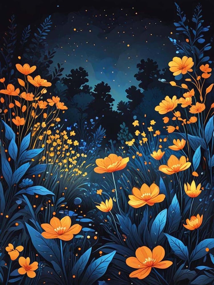 Floral Night Garden Scene (10)