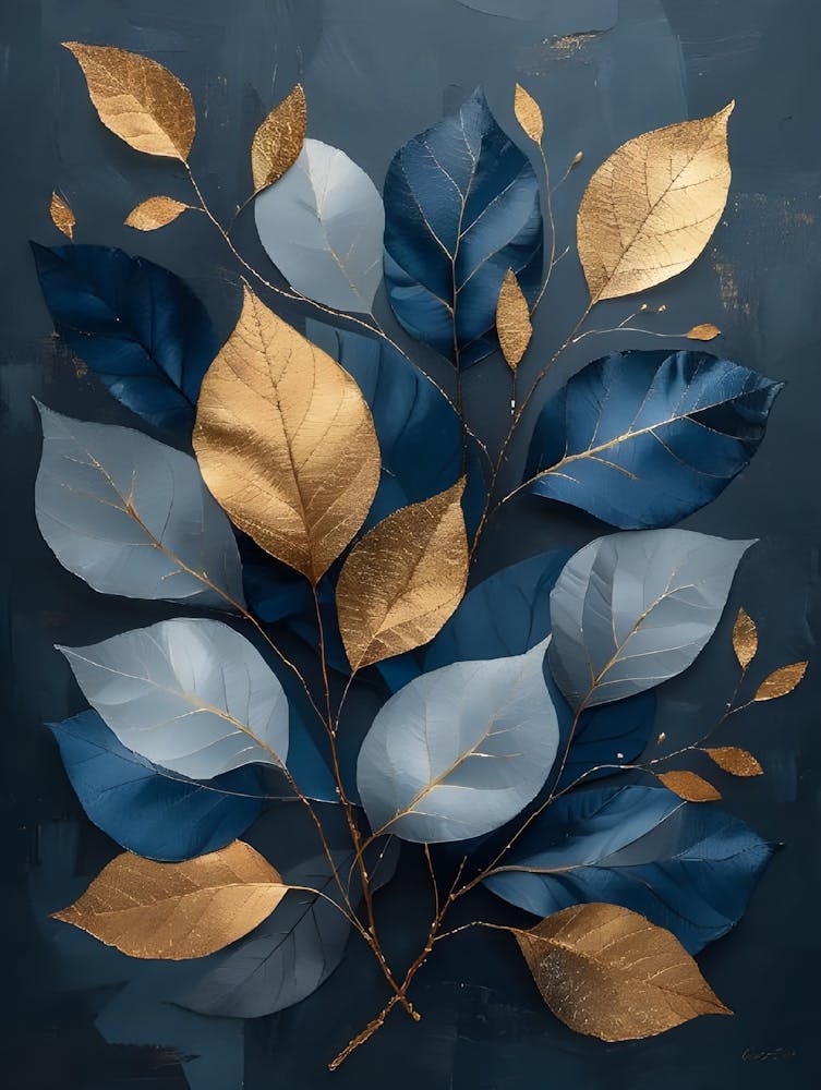 Gold And Blue Leaves 4
