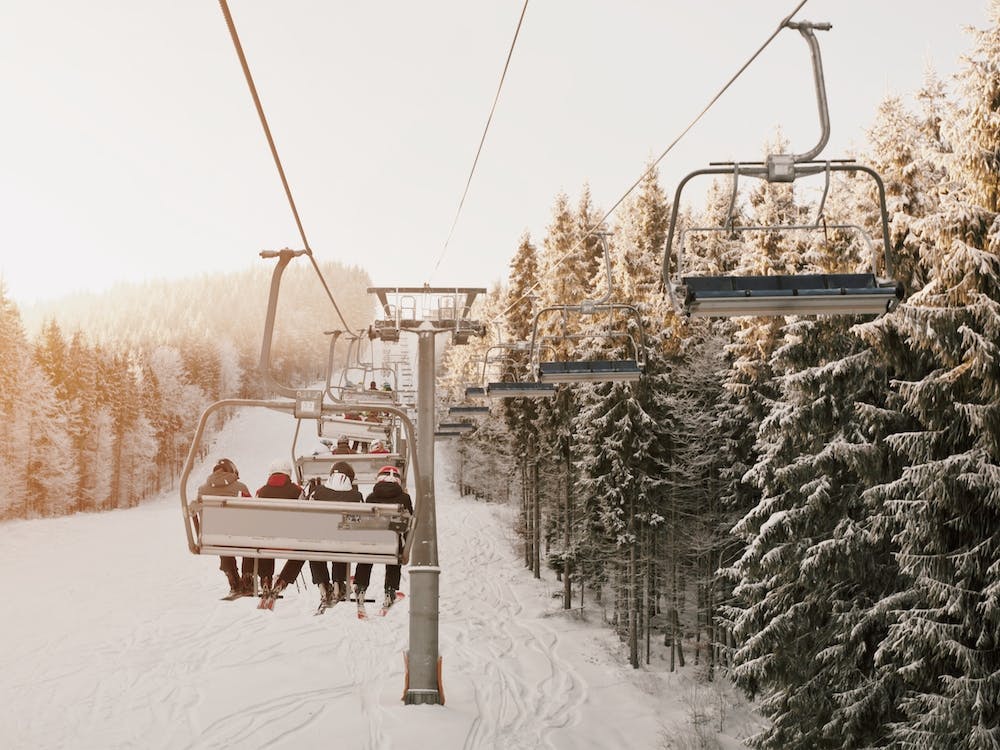 Warm Winter Ski Lift Scenery