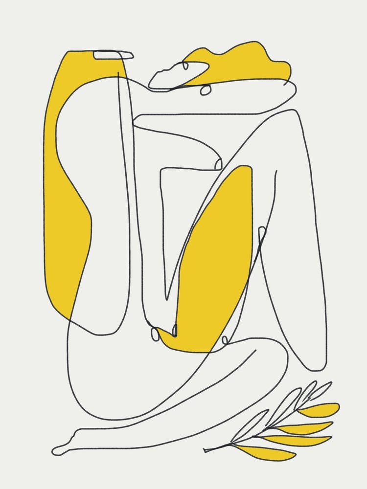 Linienkunst Frau Kind Umarmung