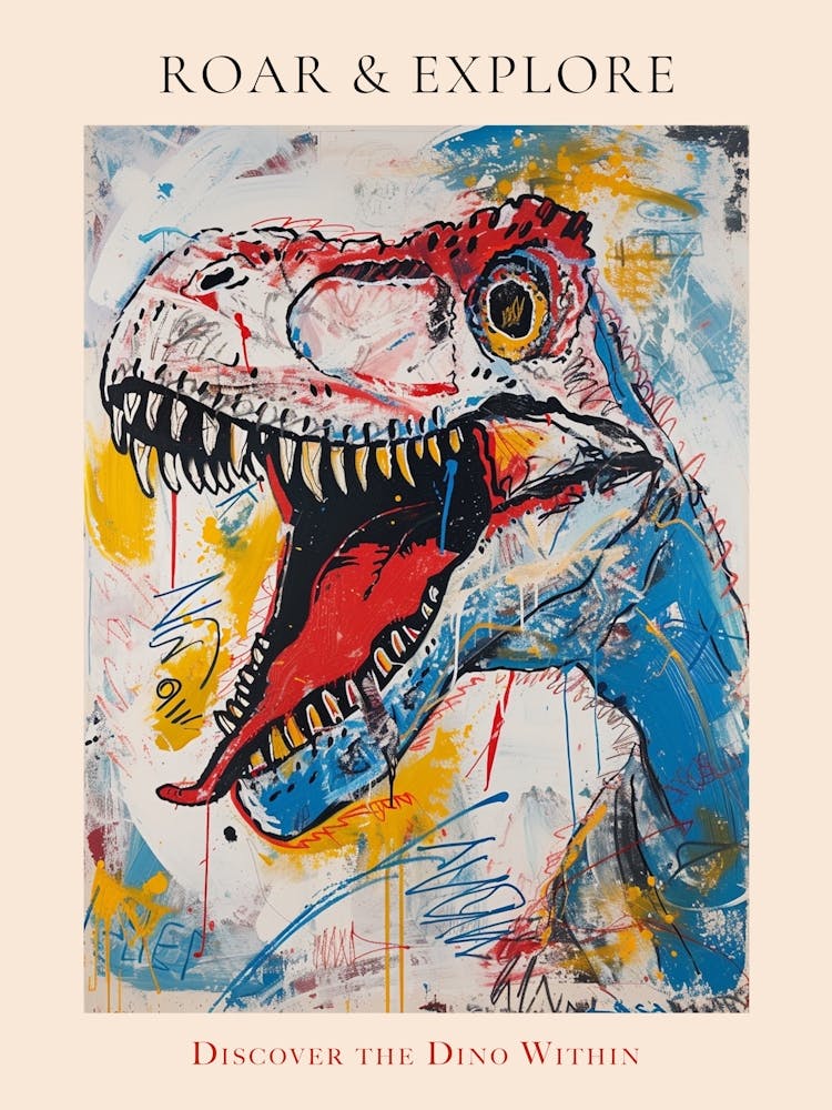 Abstrakter Graffiti-Stil Dinosaurier 1 Poster