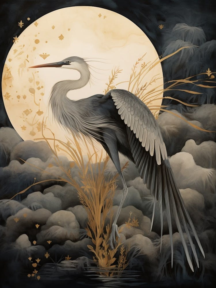 Egret 2 Gold Detail Painting