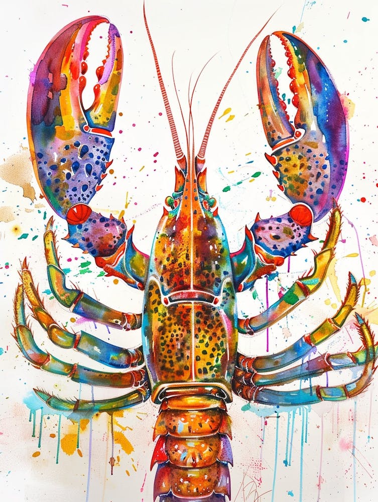 Lobster Colourful Watercolour 3
