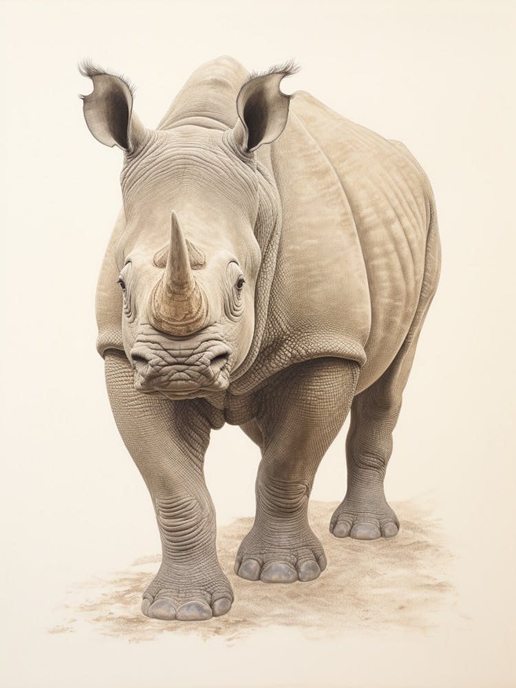 Rhino Walking Illustration