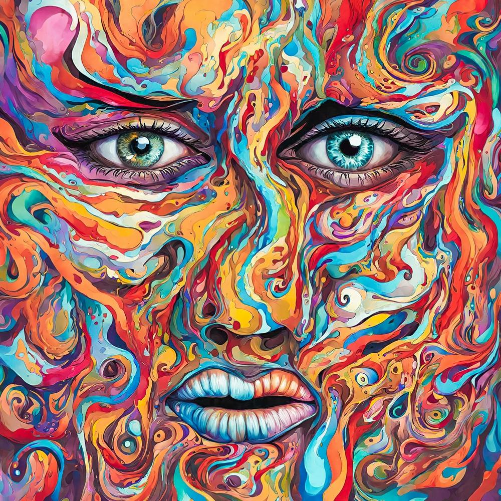 Psychedelisches Picasso-Gesicht