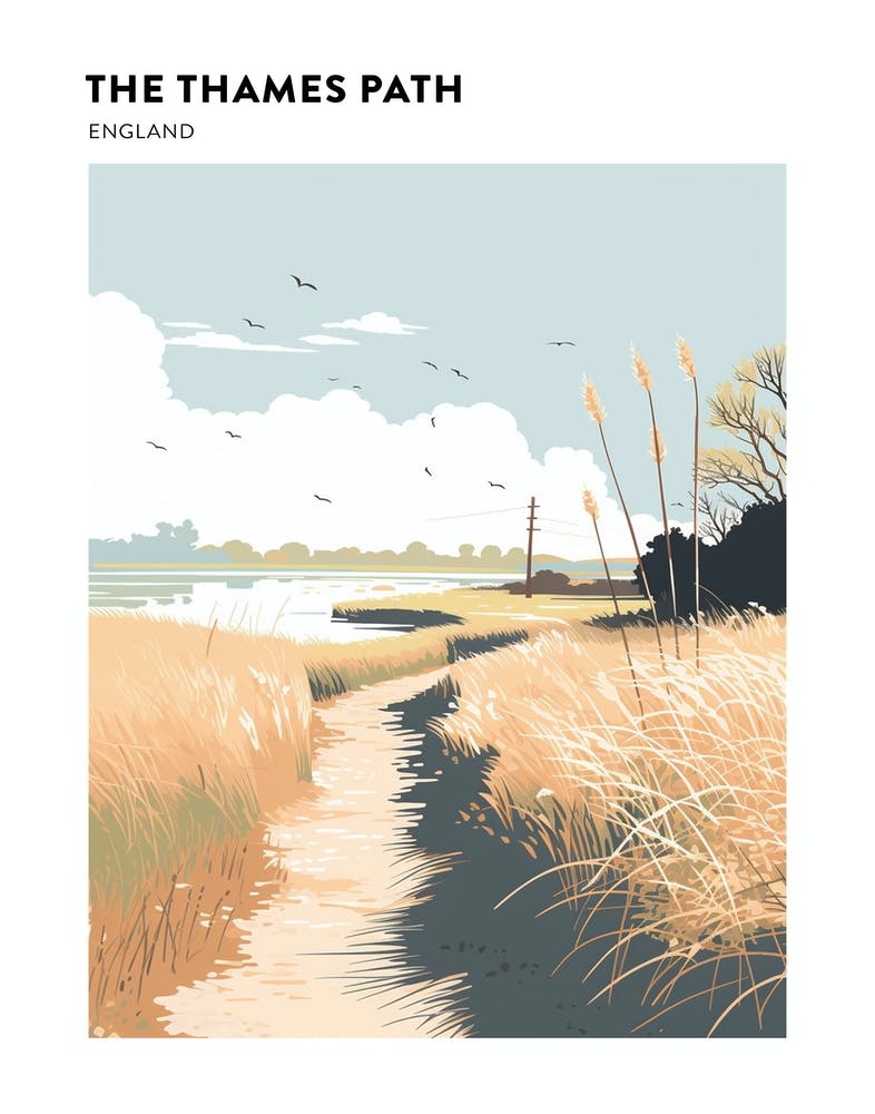The Thames Path England 3 Hiking Trail Landscape Poster