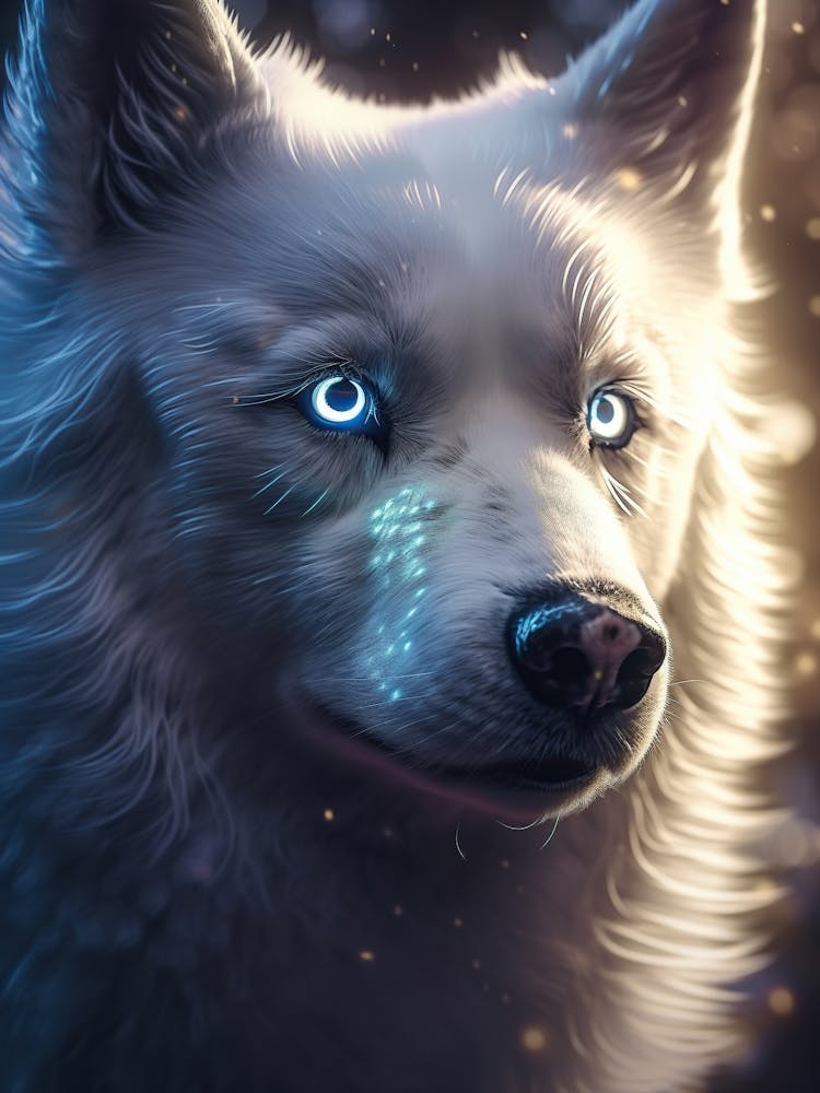 Weißer Wolf Mit Blauen Augen 3