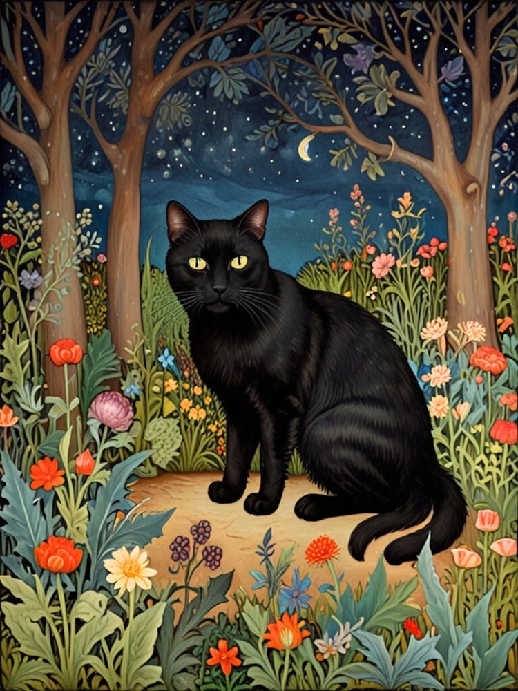 William Morris Black Cat In The Forest 35