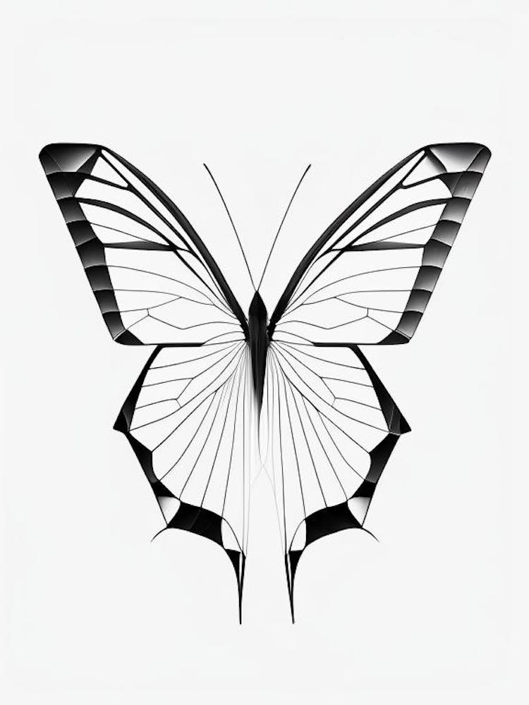 Butterfly Outline Black & White Geometric 1
