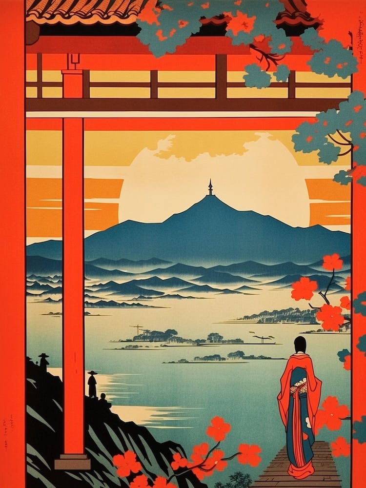 Miyajima Island, Japan Vintage Travel Art 4