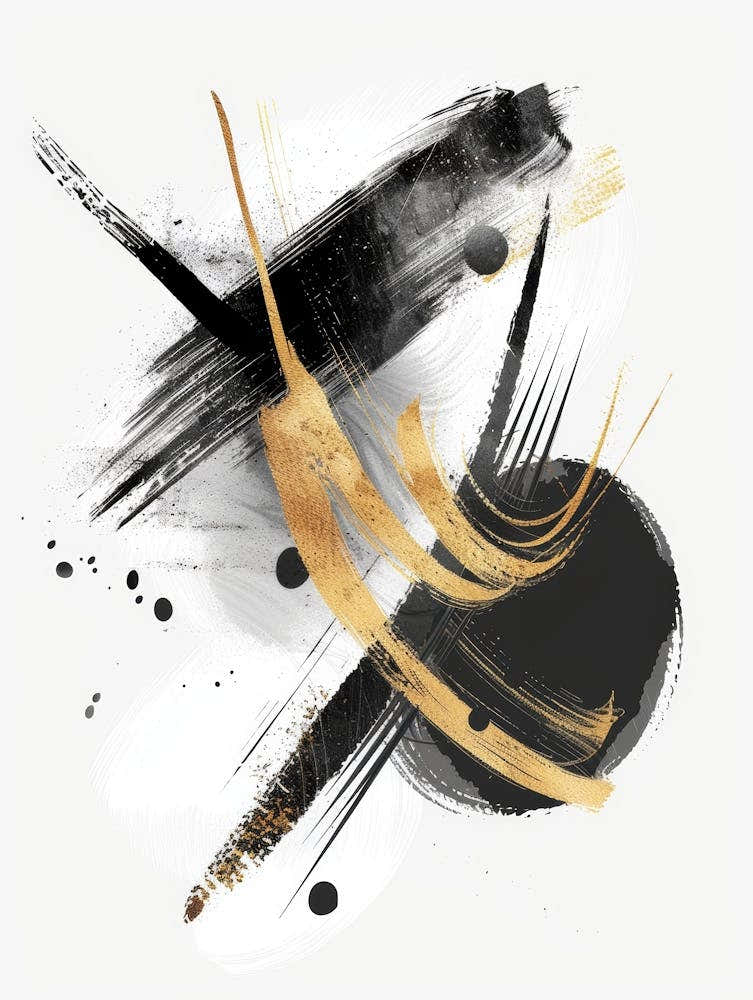 Abstract Black And Gold Painting 62