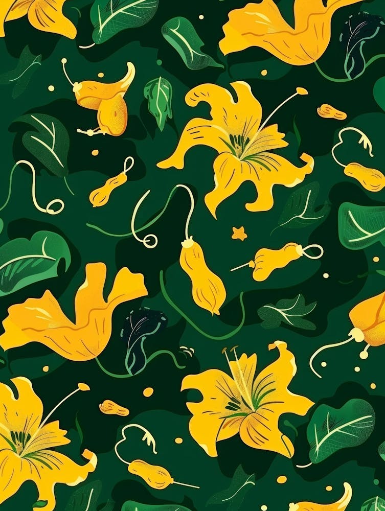 Yellow Lily Seamless Pattern