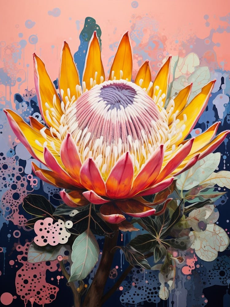 Surreal Florals Protea 1 Flower Painting