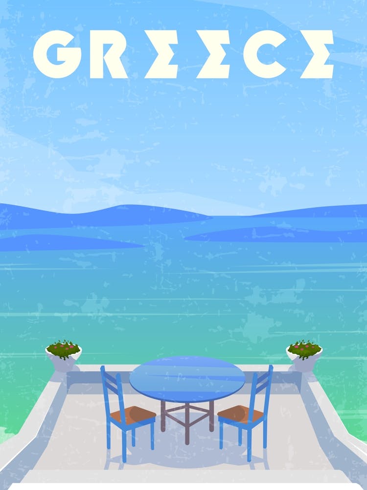 Greece — Retro travel minimalist poster