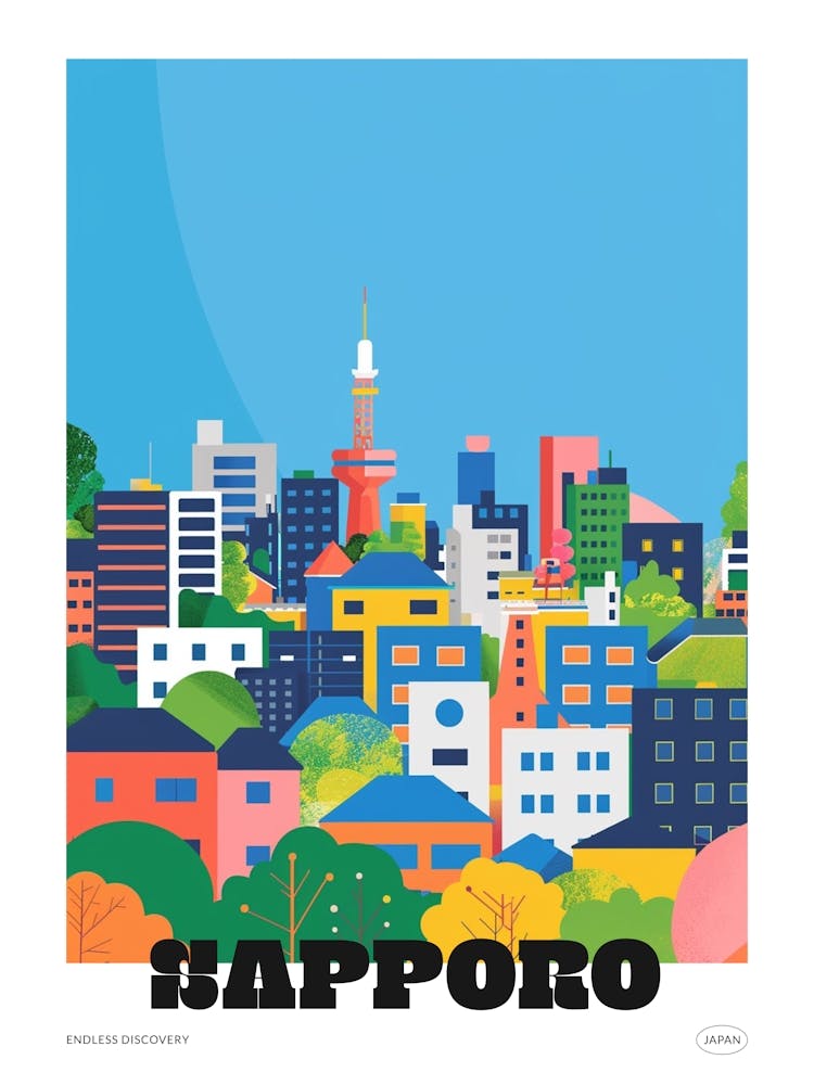 Sapporo Japan 3 Colourful Travel Poster