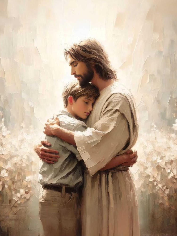Savior S Trust, Modern Christian Art, Jesus With Boy, Jesus Print, Lds Art, Bible Painting, Jesus With Children, Picture Of Jesus, Jesus Png