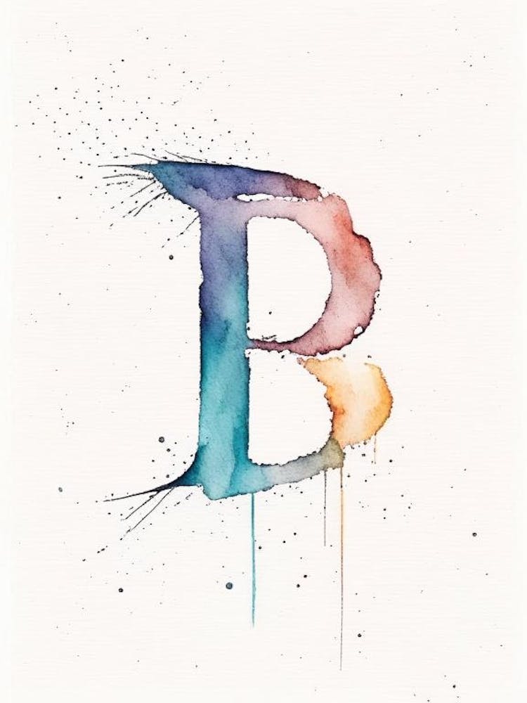 B, Letter, Alphabet Minimalist Watercolour 6