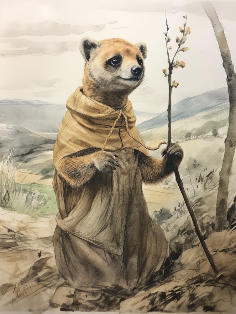 Animal De Conte De Fées - Suricate À L&#39;Aquarelle 1