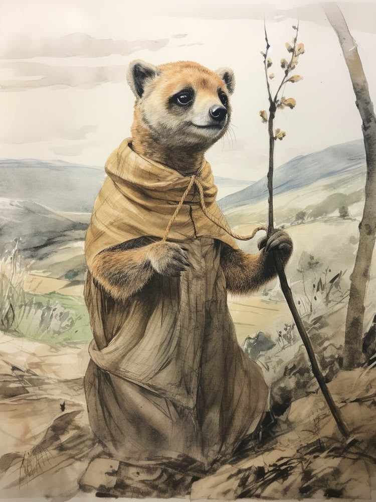 Storybook Animal Watercolour Meerkat 1