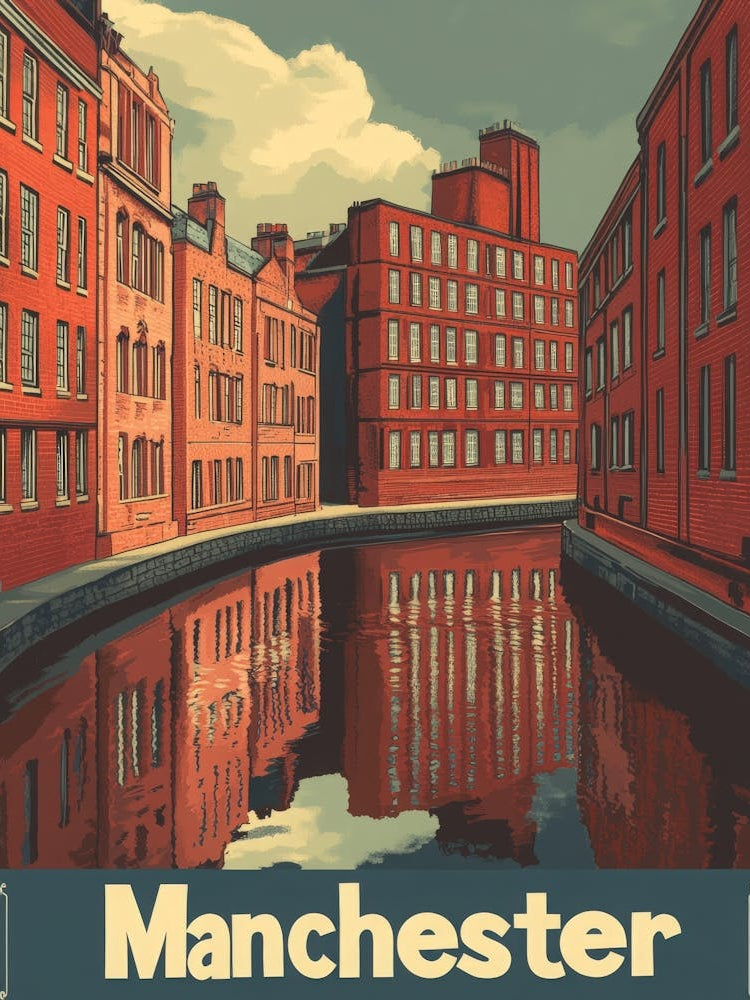 Aihrgdesign A Retro Travel Poster For Manchester 4