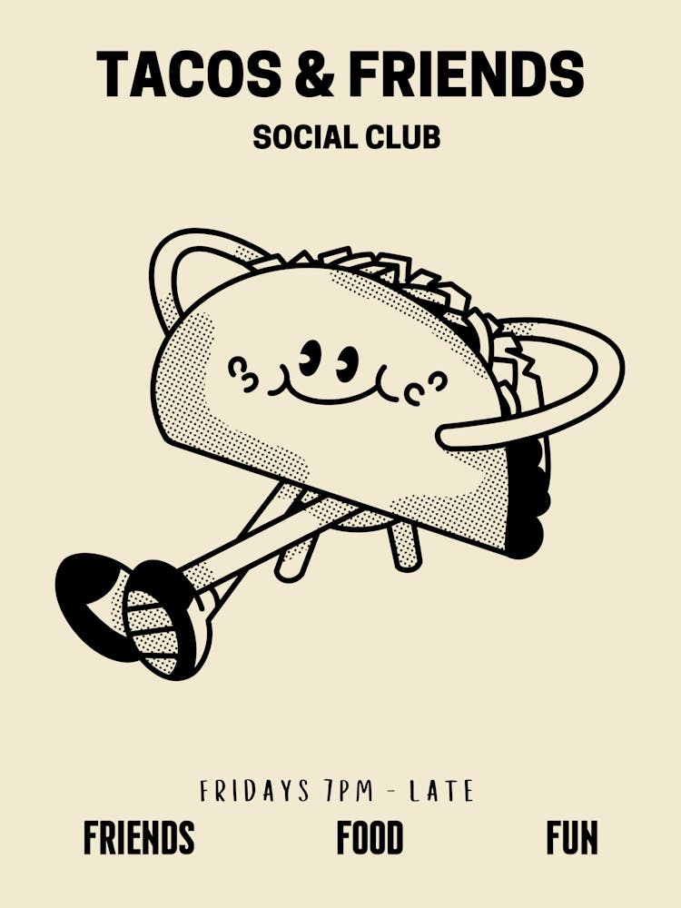 Tacos And Friends Social Club Retro Food Kitchen