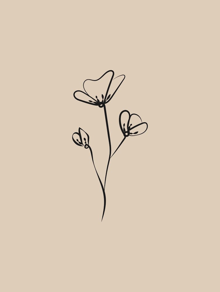Line Art Flower 1 - Beige