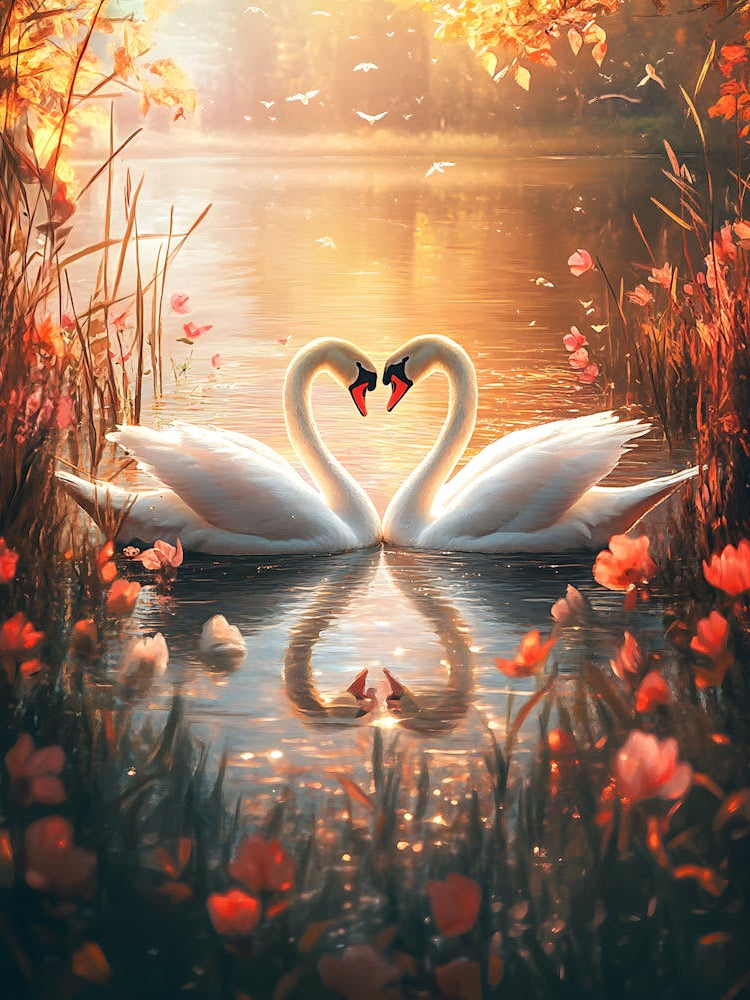 Amazing Swan Couple in the Lake 3