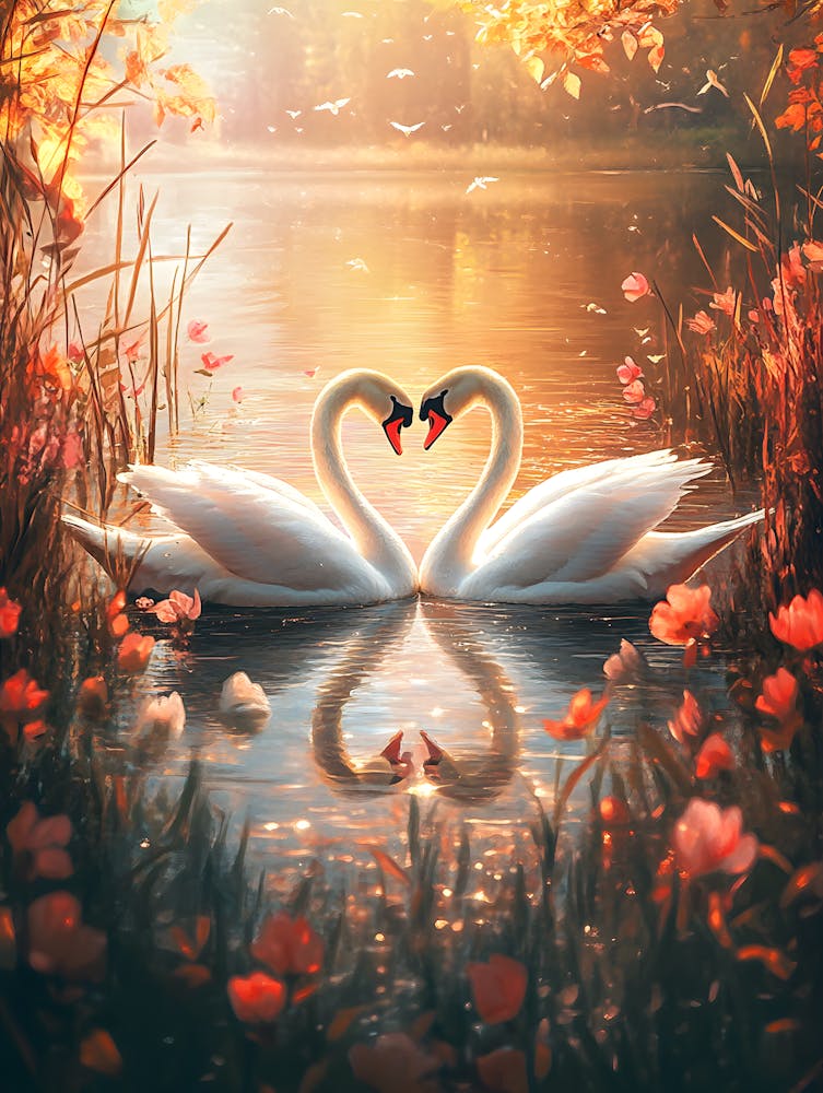 Amazing Swan Couple in the Lake 3