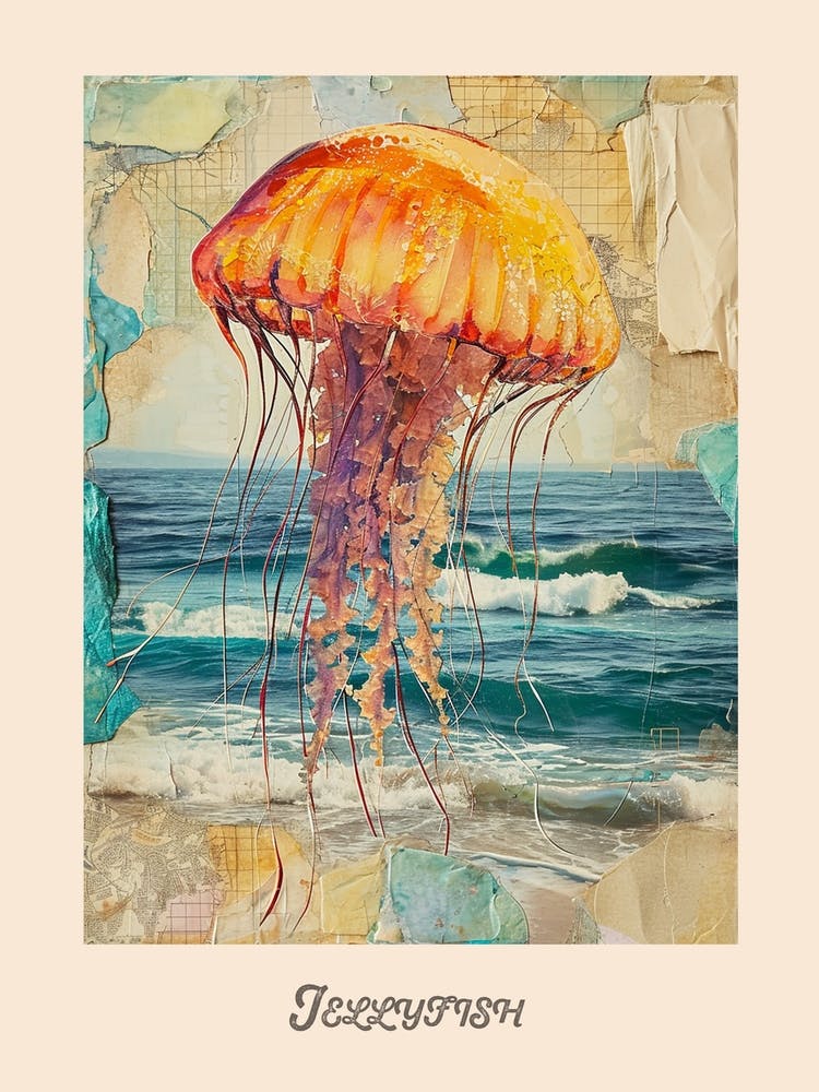 Jellyfish Vintage Collage 1