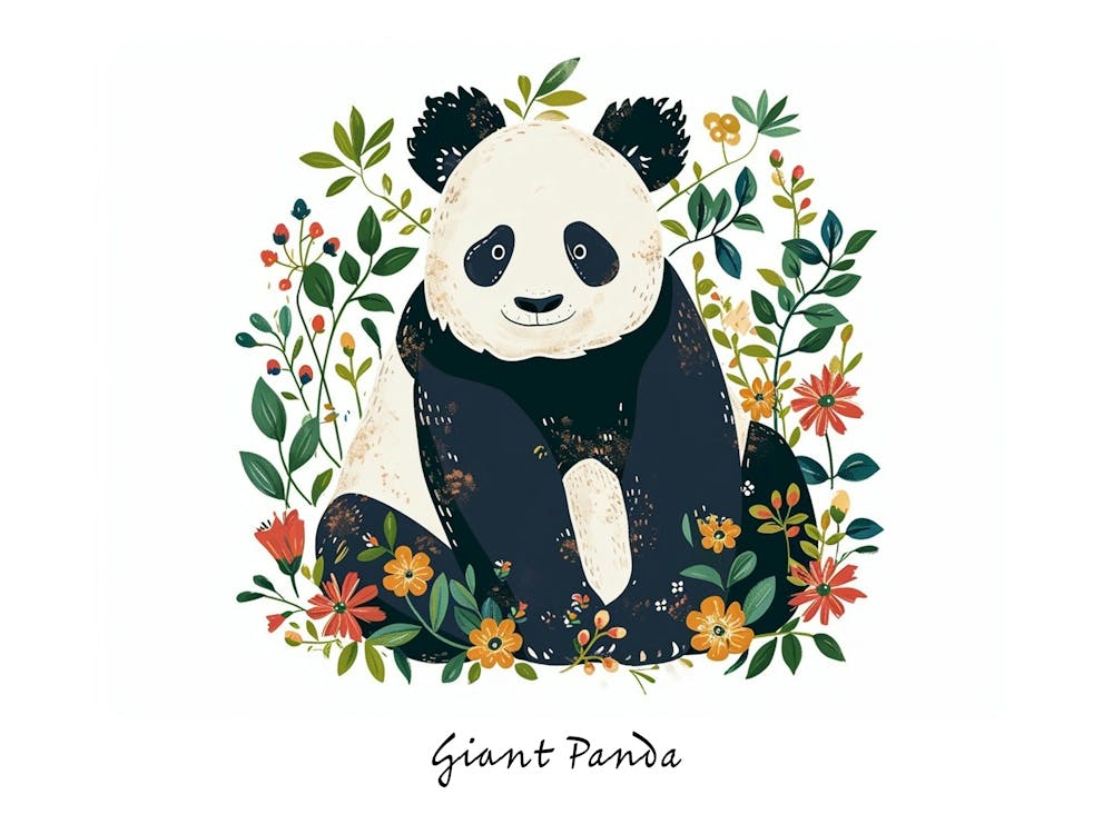 Little Floral Giant Panda 1 Poster