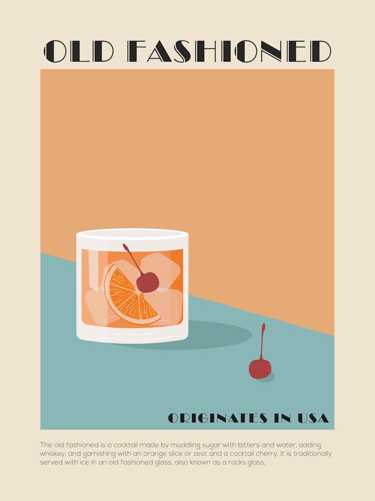 Old Fashioned Cocktail Print