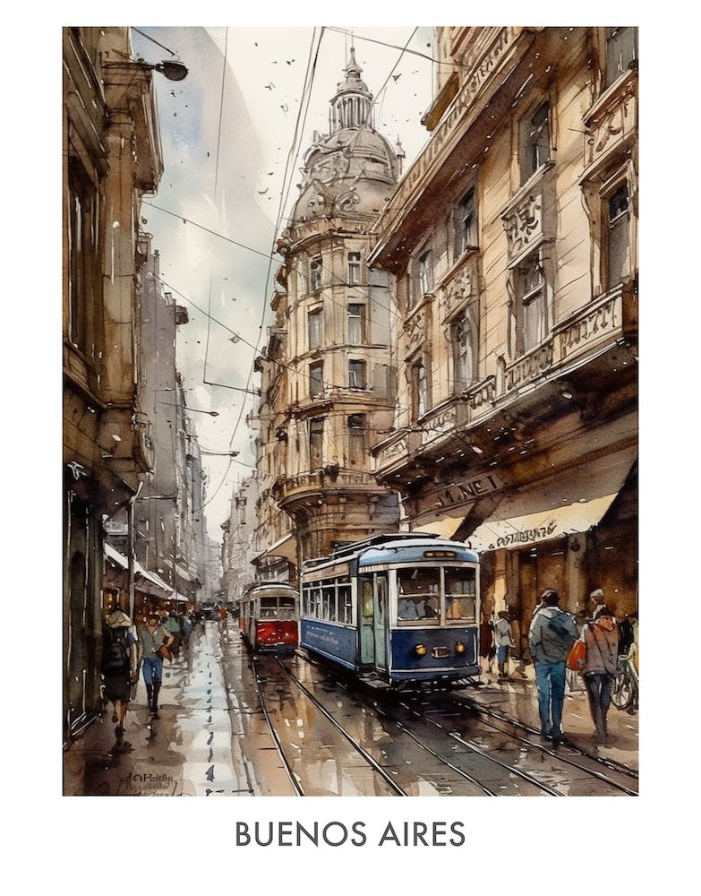 Aquarelle de Buenos Aires 2 - Affiche de voyage