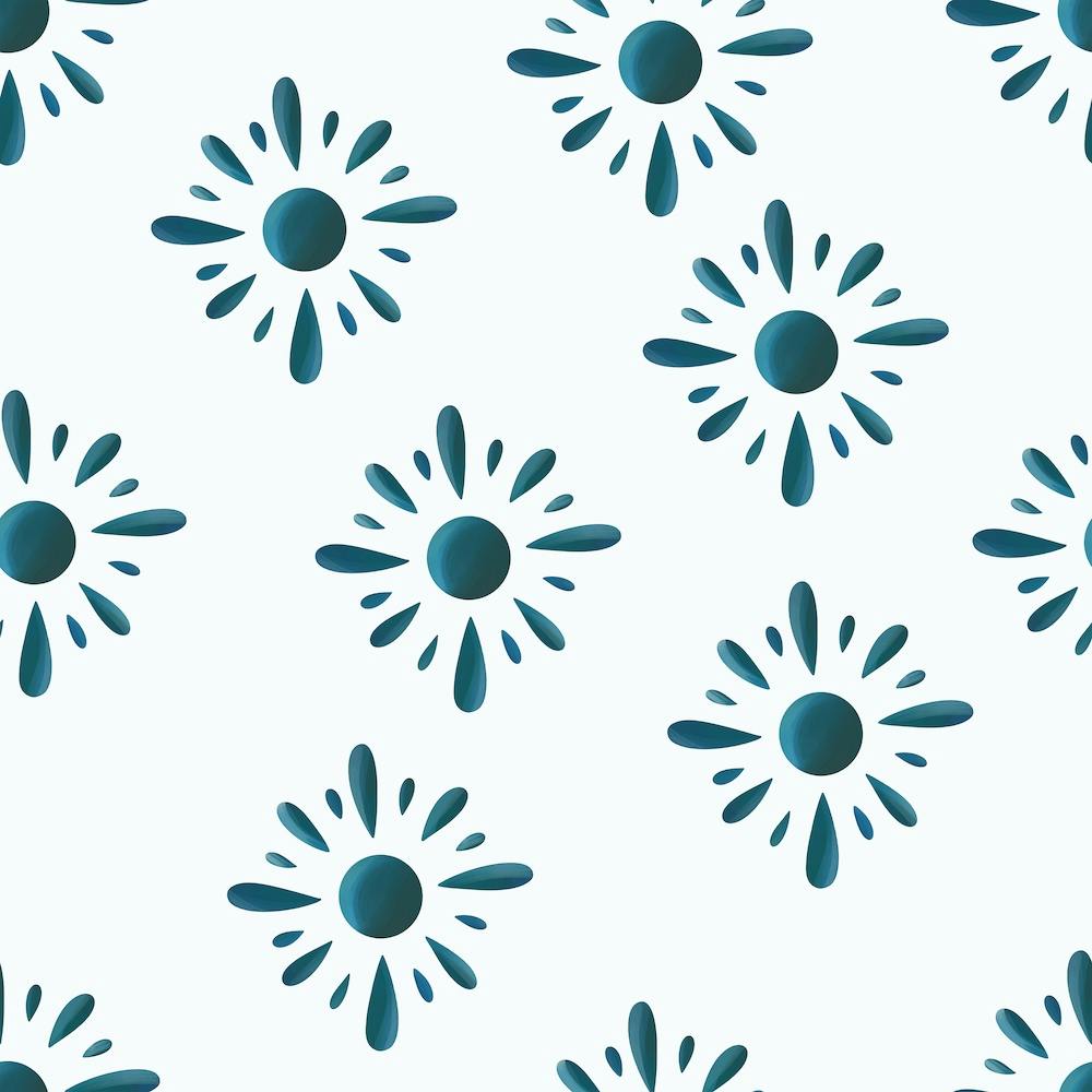 Dark Blue Suns On Light Blue Pattern Square