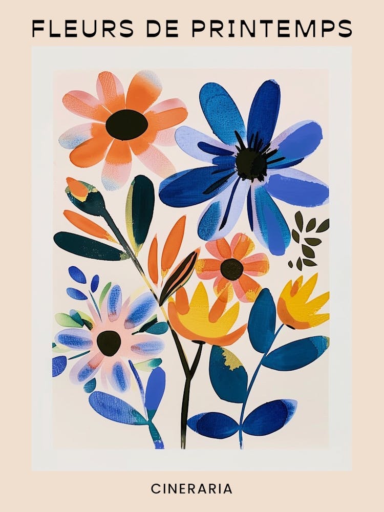 Spring Floral French Poster  Cineraria 1