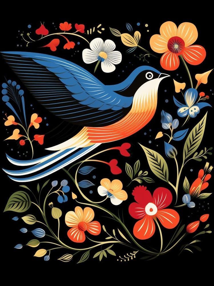 Folk Bird Illustration Barn Swallow 4