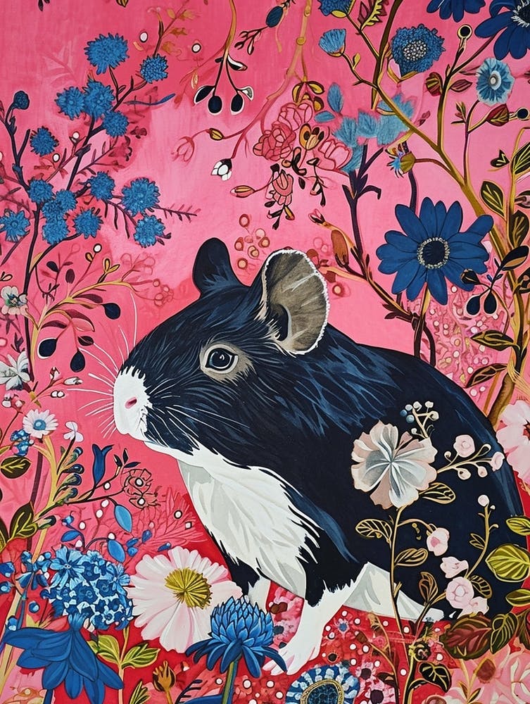 Floral Animal Painting Guinea Pig 2